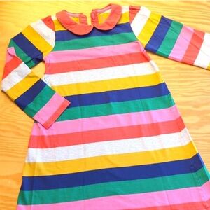 Mini Boden Peter Pan Collar Striped rainbow dress